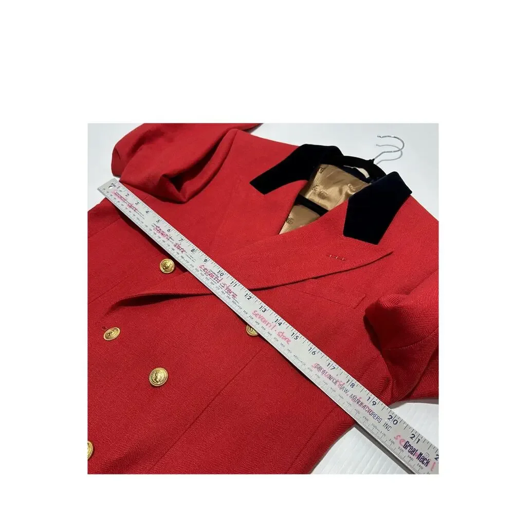 NWT Gucci Double Breasted Herringbone Wool Linen Blazer Red IT 48 US 38 $3,600